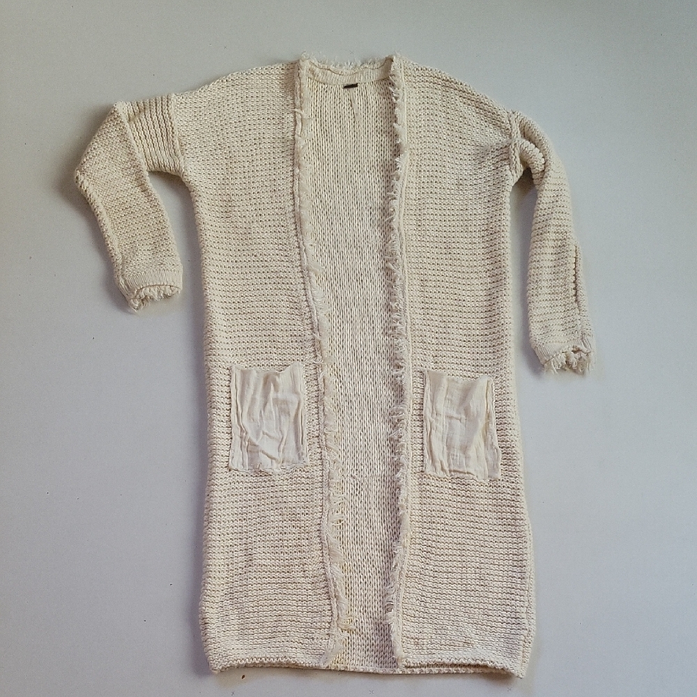 Free People Cream Knit Cardigan